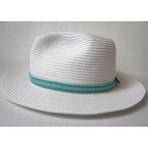 Beaded Hat Band Teal, White & Gun Metal w/ Vegan Leather